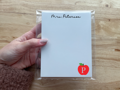 Personalized Monogram Apple Teacher Notepad