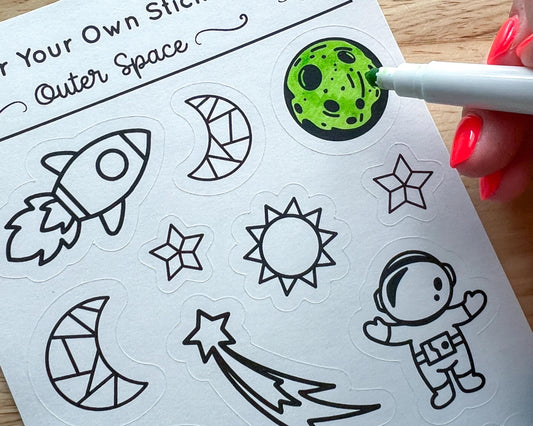 Space Color Your Own Stickers