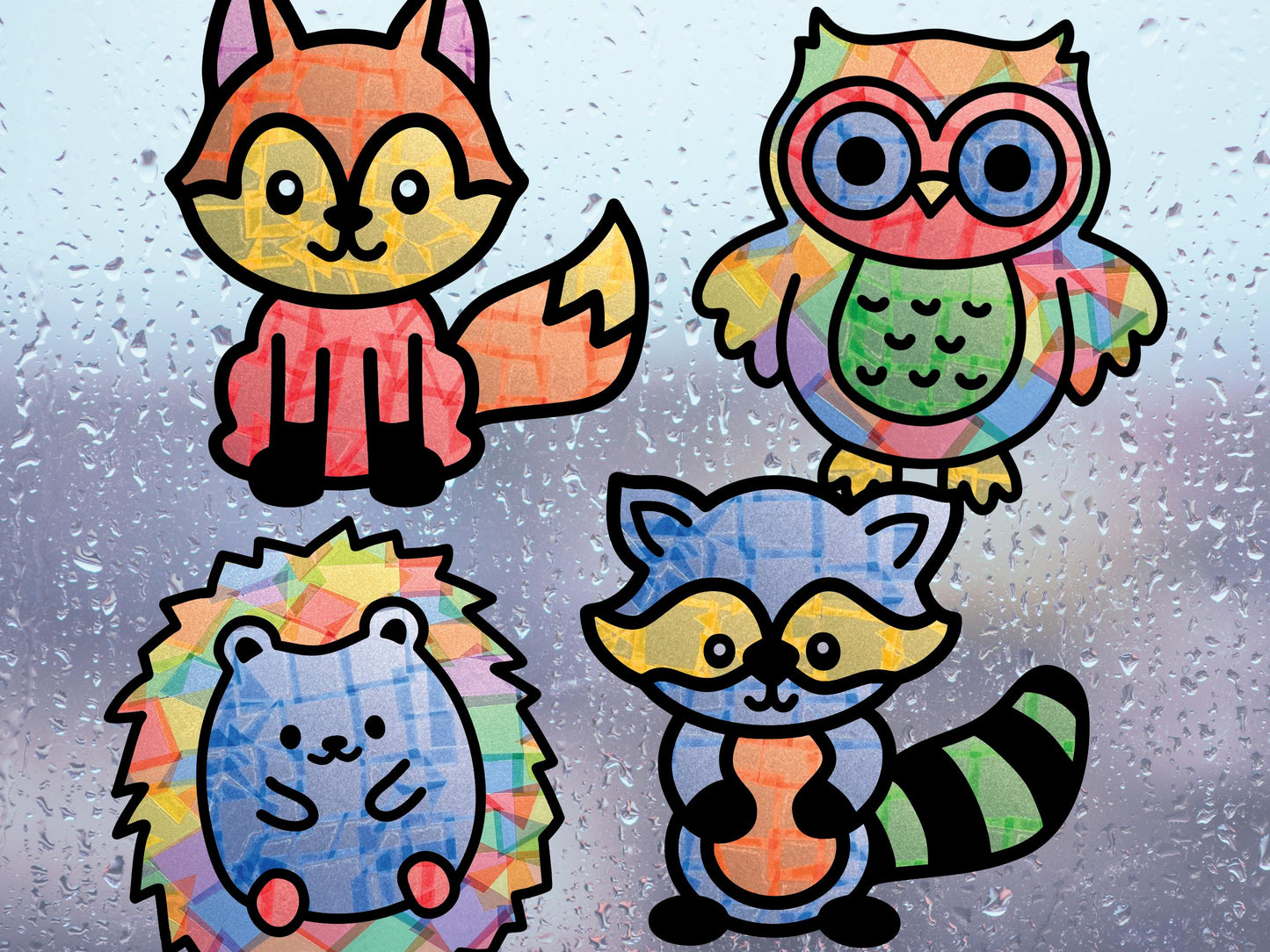 Forest Animal Suncatcher Sticker Craft Kit, Set of 4