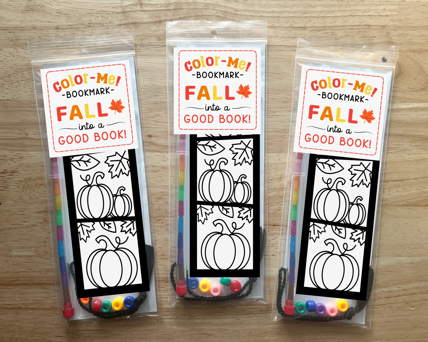 Fall Pumpkin Coloring Bookmark Craft Kit, Thanksgiving Activity
