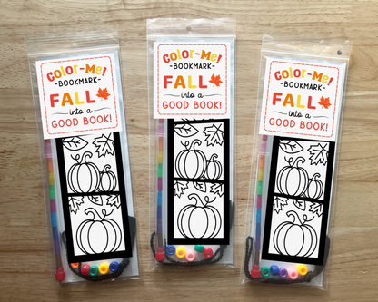 Fall Pumpkin Coloring Bookmark Craft Kit, Thanksgiving Activity