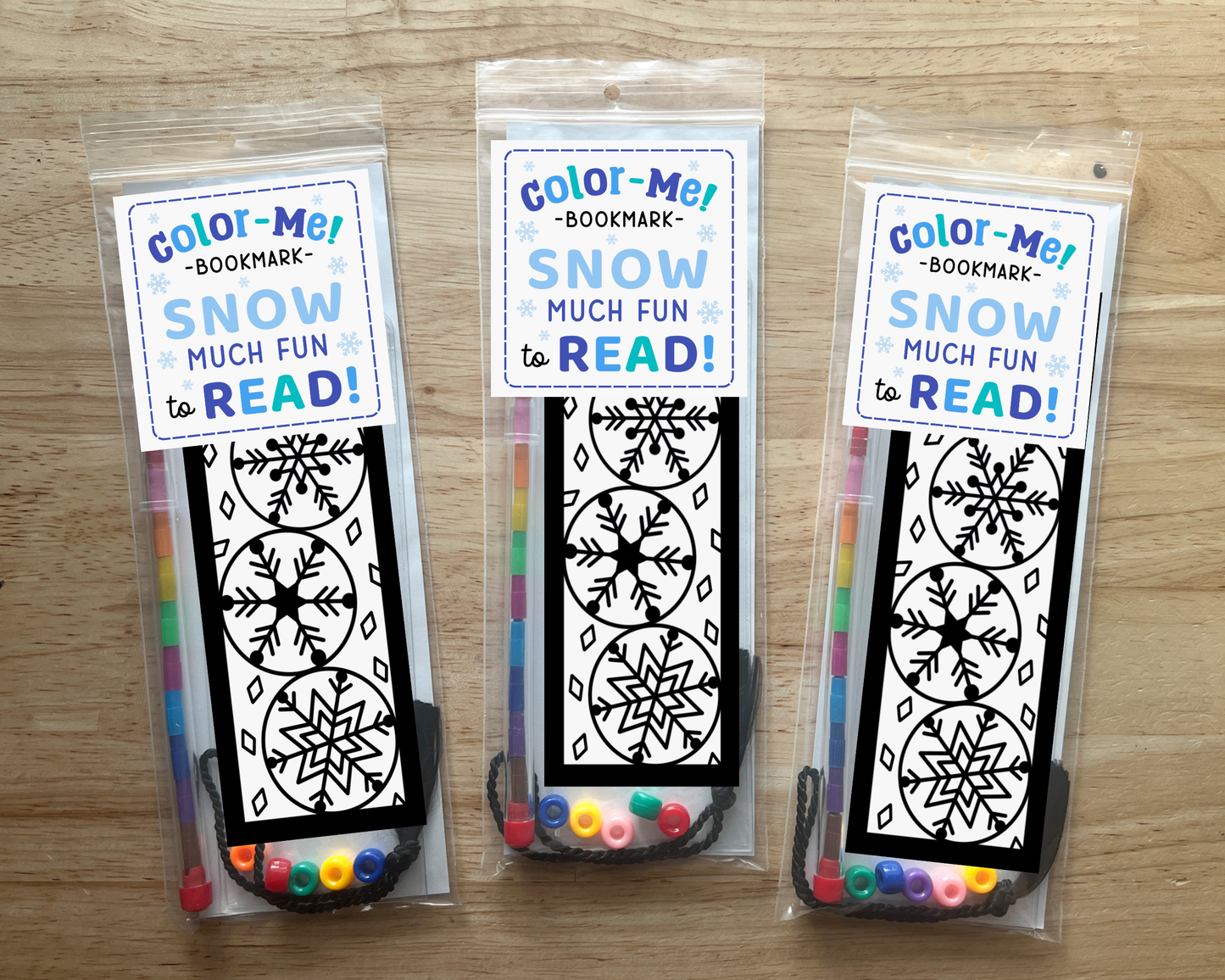 Snowflake Coloring Bookmark Craft Kit, Winter Holiday Party Favor