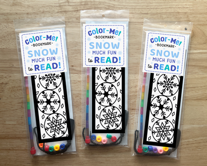 Snowflake Coloring Bookmark Craft Kit, Winter Holiday Party Favor