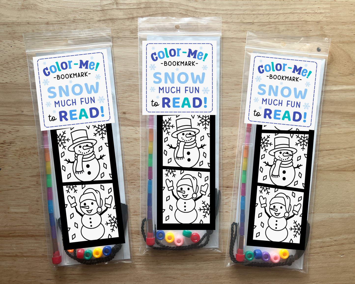 Snowman Coloring Bookmark Craft Kit, Winter Holiday Party Favor