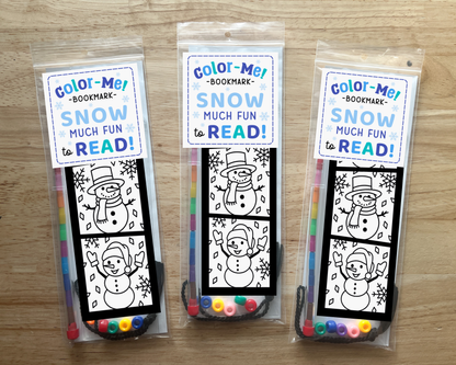 Snowman Coloring Bookmark Craft Kit, Winter Holiday Party Favor