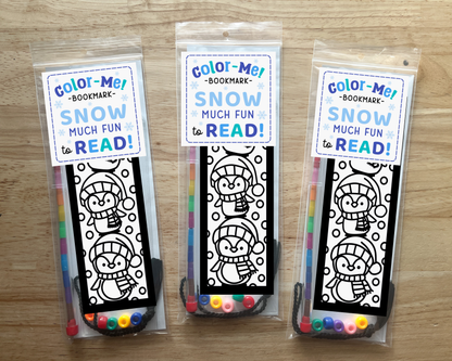 Penguin Coloring Bookmark Craft Kit, Winter Holiday Party Favor