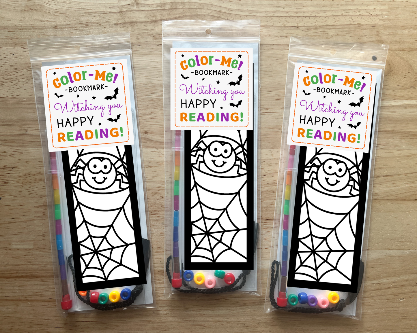 Spiderweb Coloring Bookmark Craft Kit, Halloween Party Favor