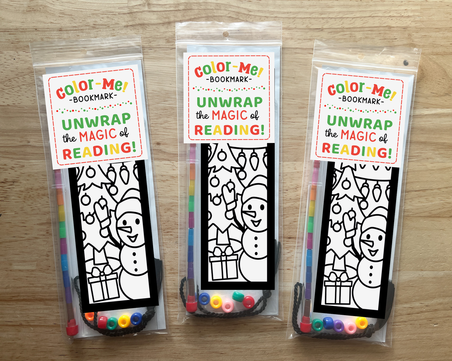 Christmas Coloring Bookmark Craft Kit, Holiday Party Favor