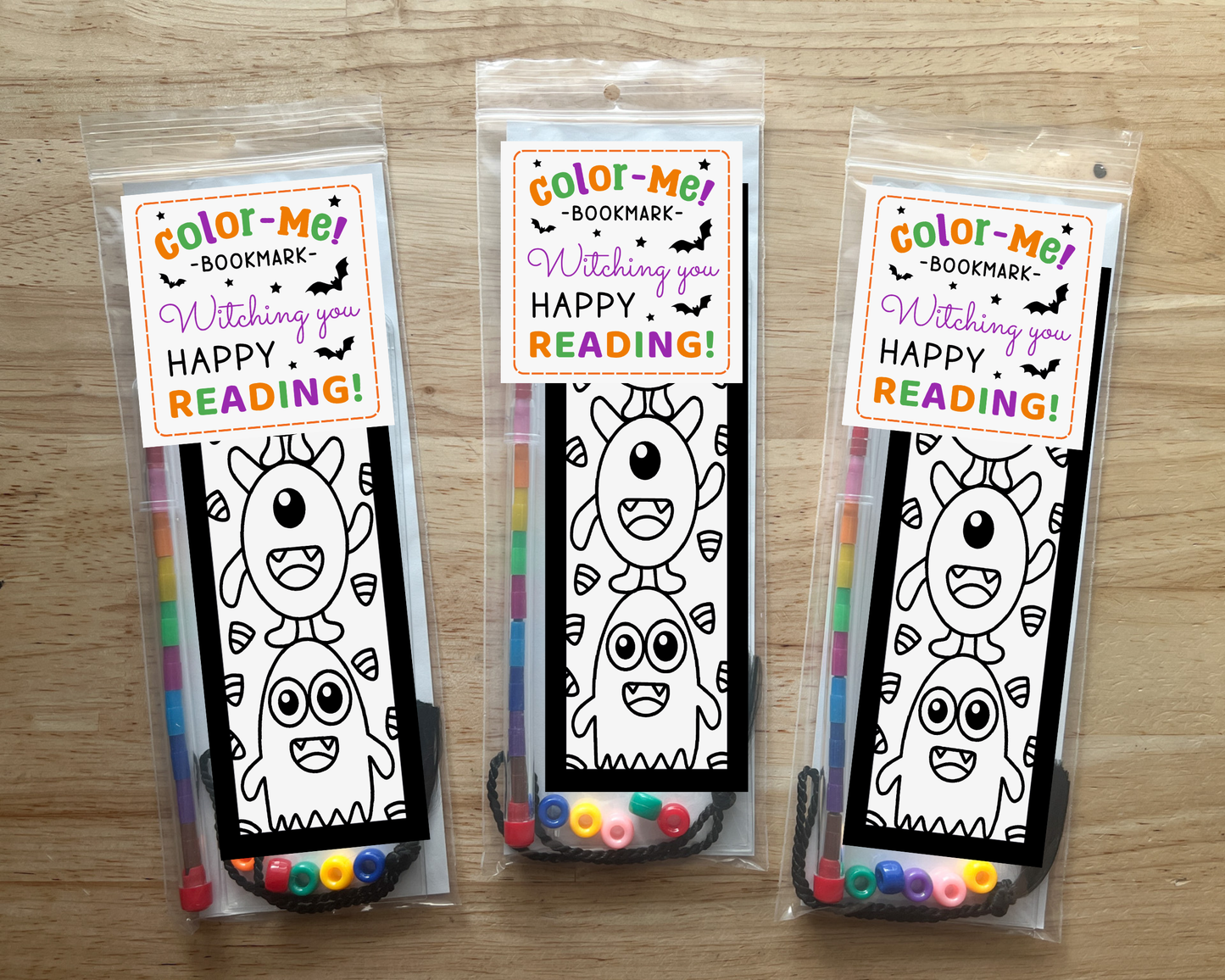 Monster Coloring Bookmark Craft Kit, Halloween Party Favor