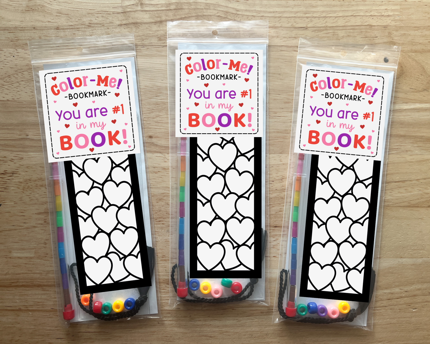 Heart Coloring Bookmark Craft Kit, Valentines Day Favor