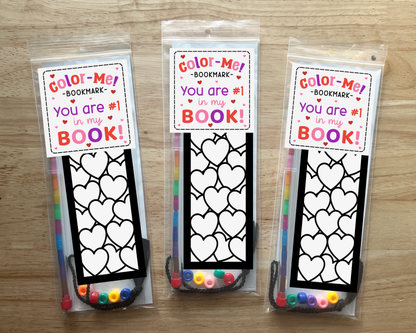 Heart Coloring Bookmark Craft Kit, Valentines Day Favor