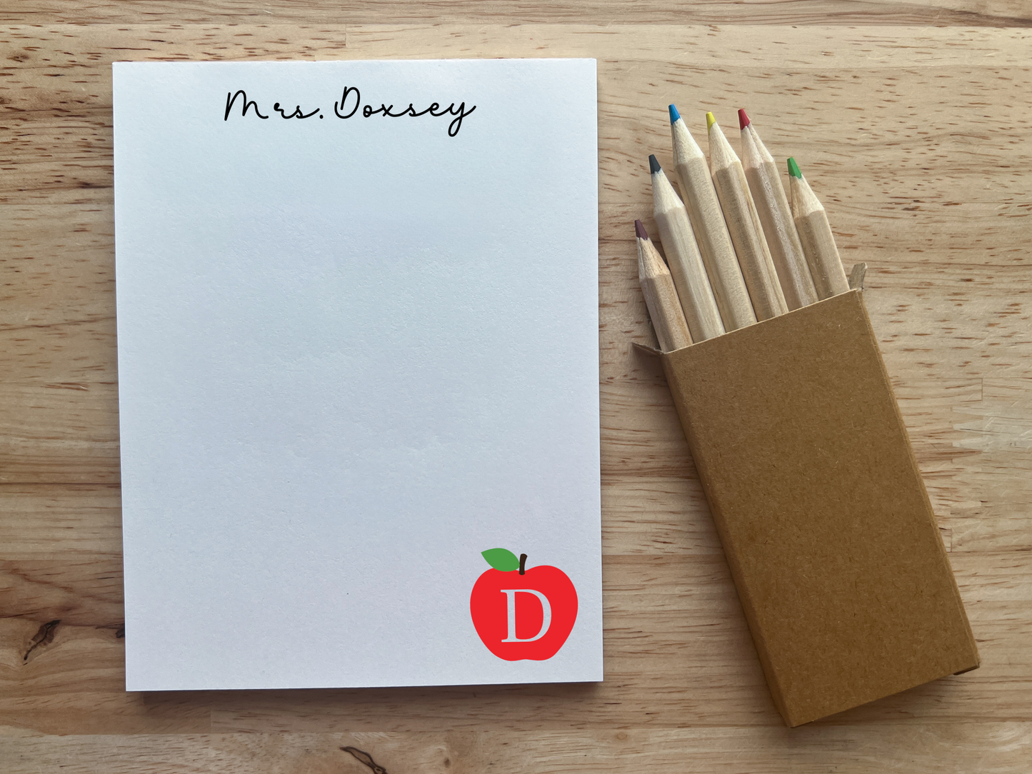 Personalized Monogram Apple Teacher Notepad