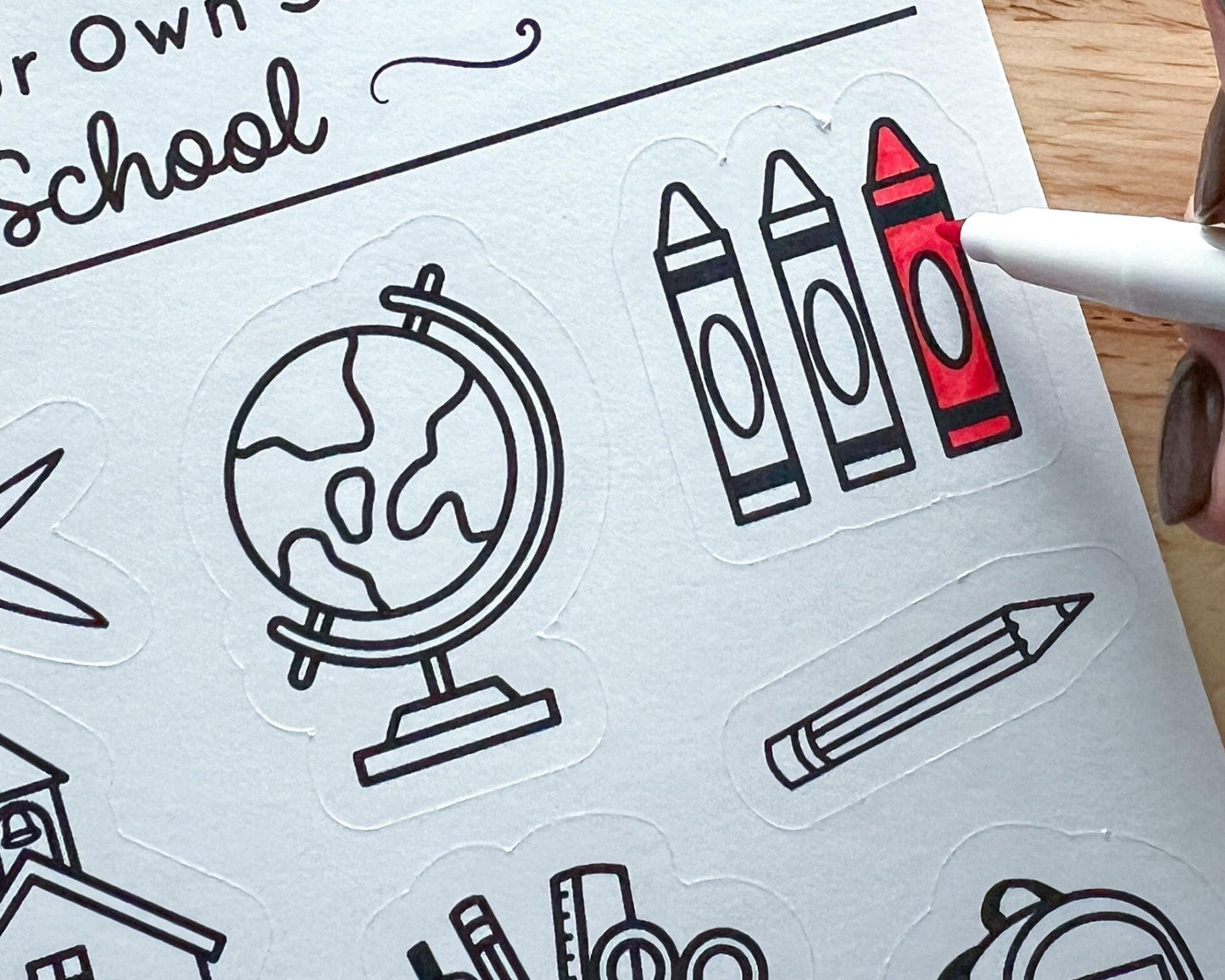 School Color Your Own Stickers