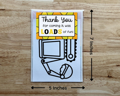 Excavator Suncatcher Craft Party Favor