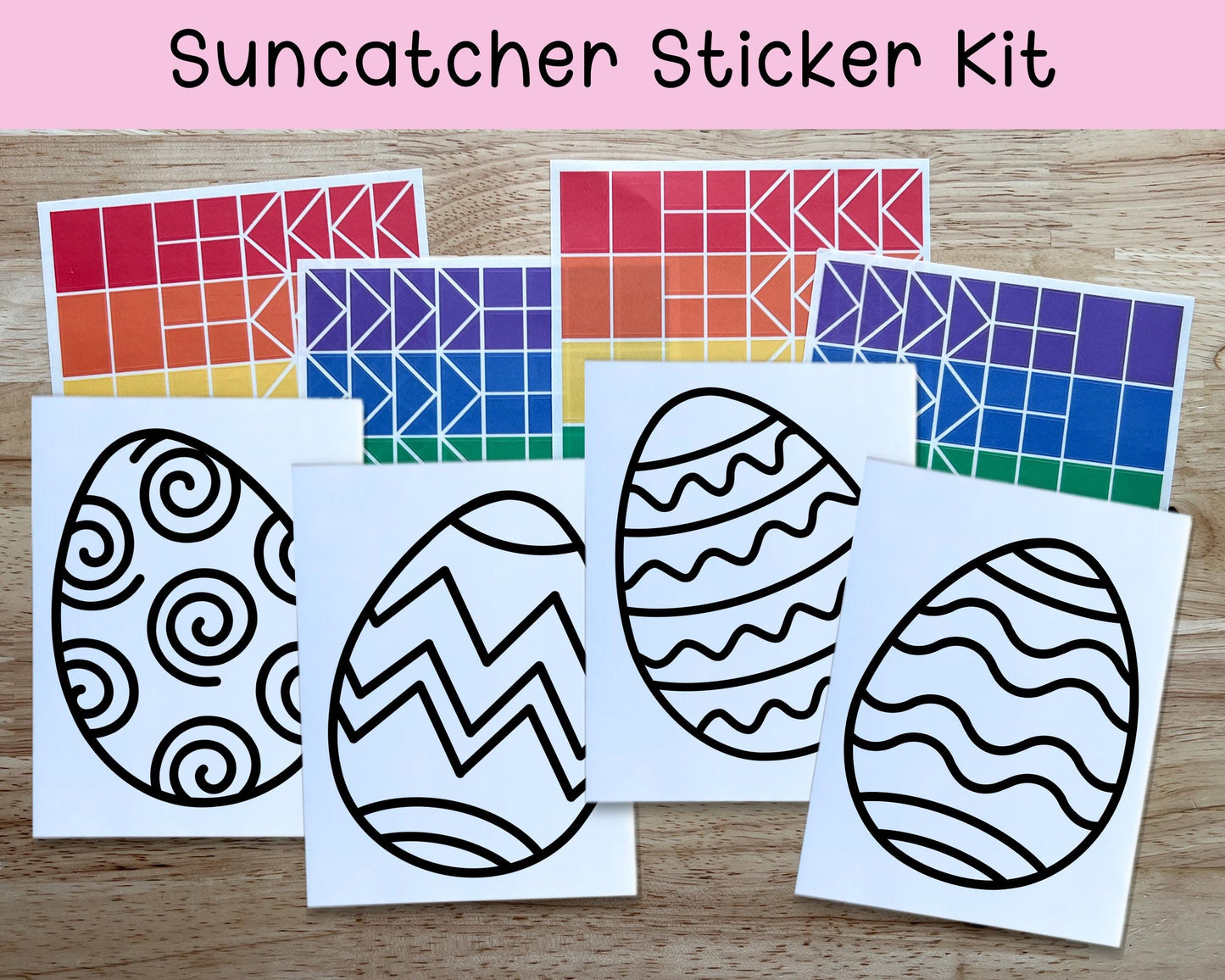 Easter Egg Suncatcher Sticker Craft Kit, Set of 4