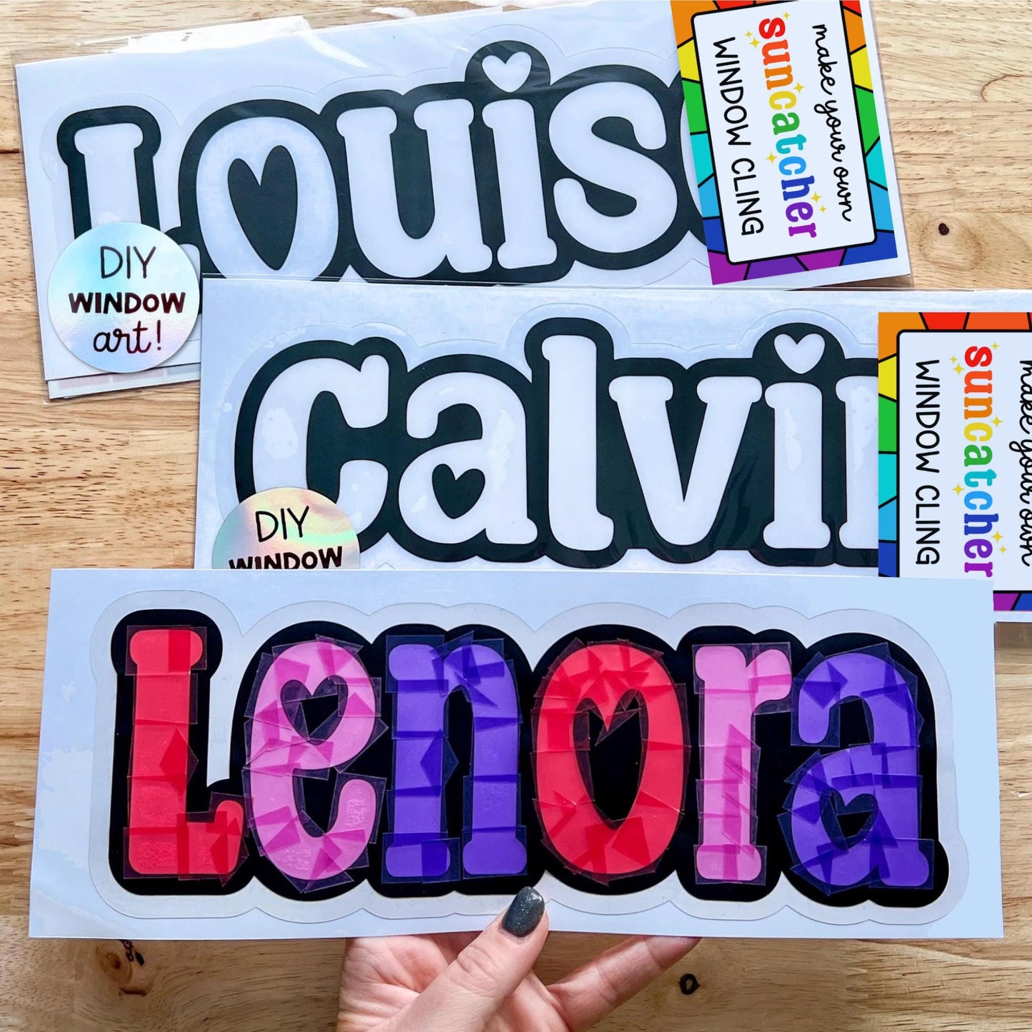 Personalized Valentine Large Name Suncatcher Sticker Craft Kit