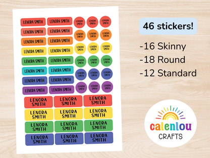 46 Mixed Size Waterproof Name Sticker Labels