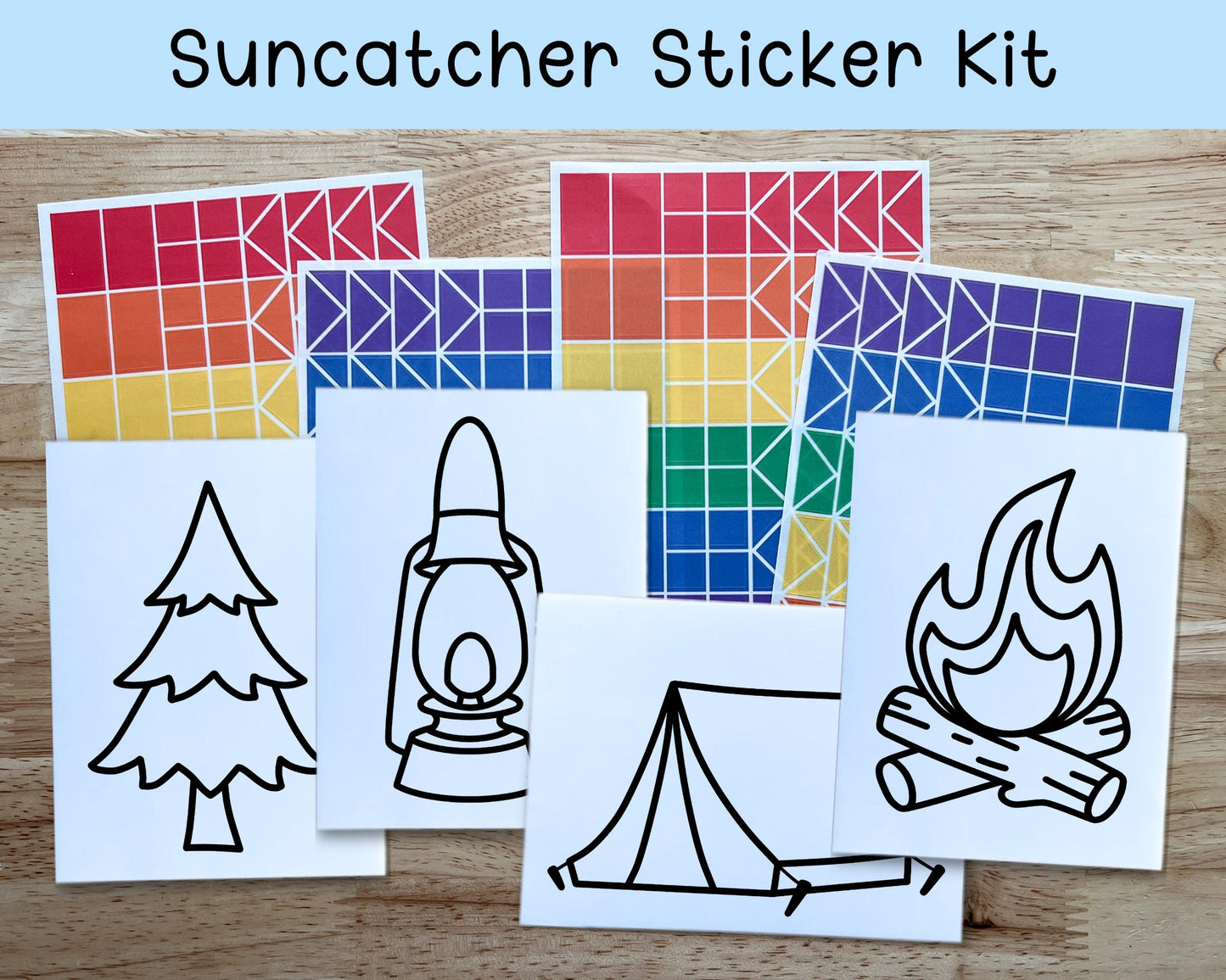 Camping Suncatcher Sticker Craft Kit, Set of 4