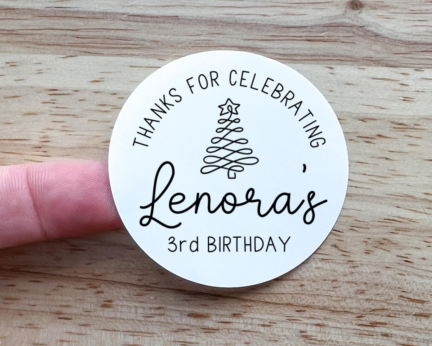 Christmas Birthday Party Favor Labels (Set of 10)