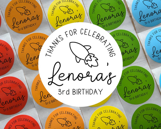 Rocketship Birthday Party Favor Labels (Set of 10)