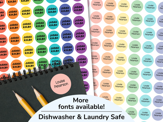 48 Round Rainbow Name Stickers