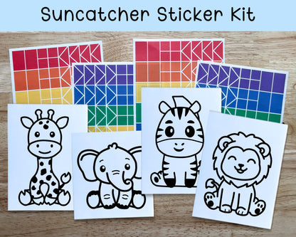 Safari Animal Suncatcher Sticker Craft Kit, Set of 4