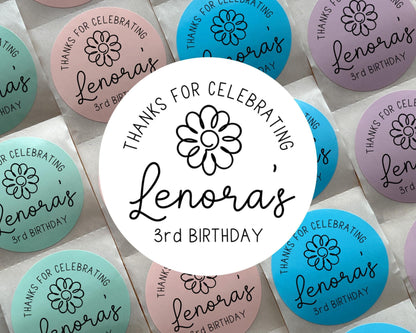 Daisy Flower Birthday Party Favor Labels (Set of 10)