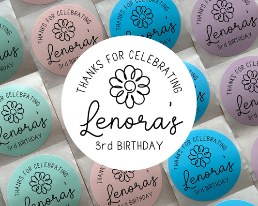 Daisy Flower Birthday Party Favor Labels (Set of 10)