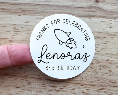 Rocketship Birthday Party Favor Labels (Set of 10)