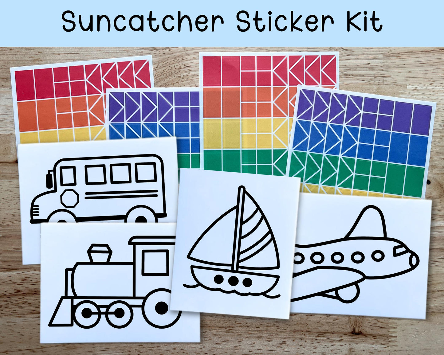 Transportation Suncatcher Sticker Craft Kit, Set of 4