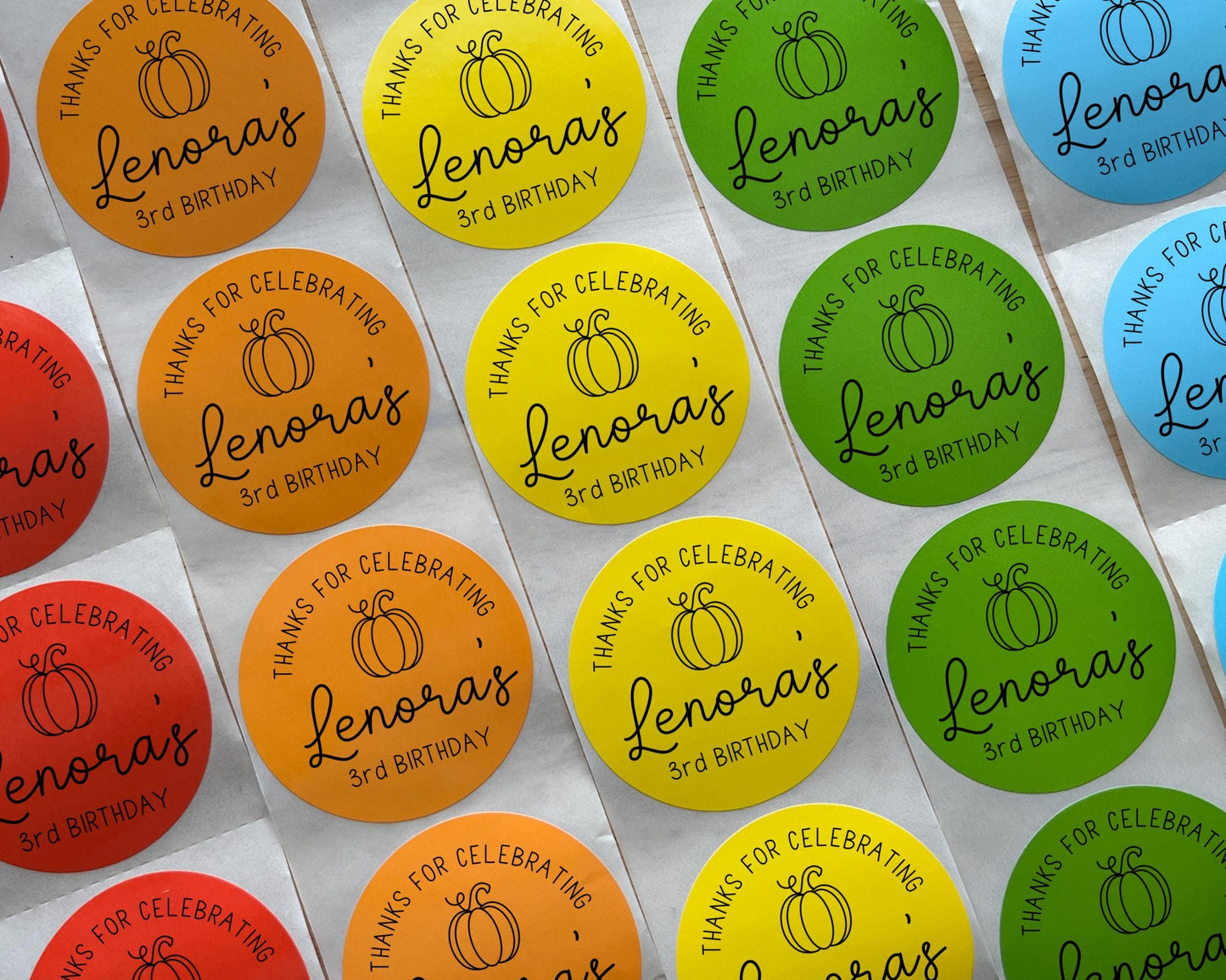 Fall Birthday Party Favor Labels (Set of 10)