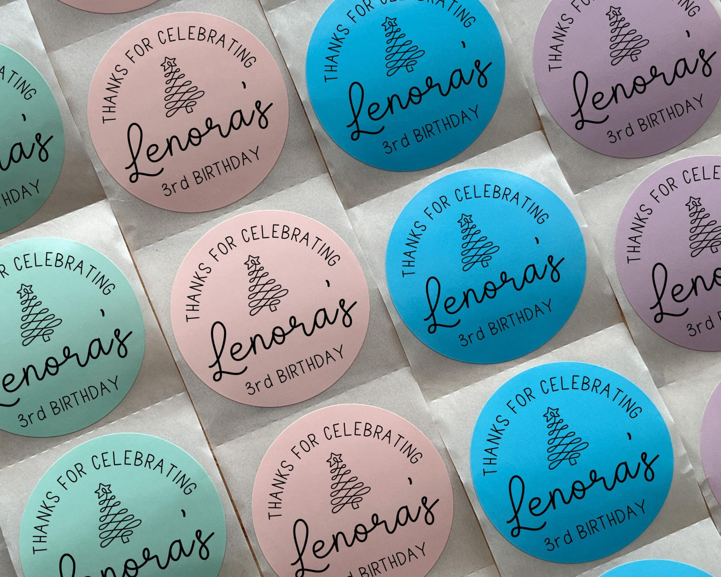 Christmas Birthday Party Favor Labels (Set of 10)