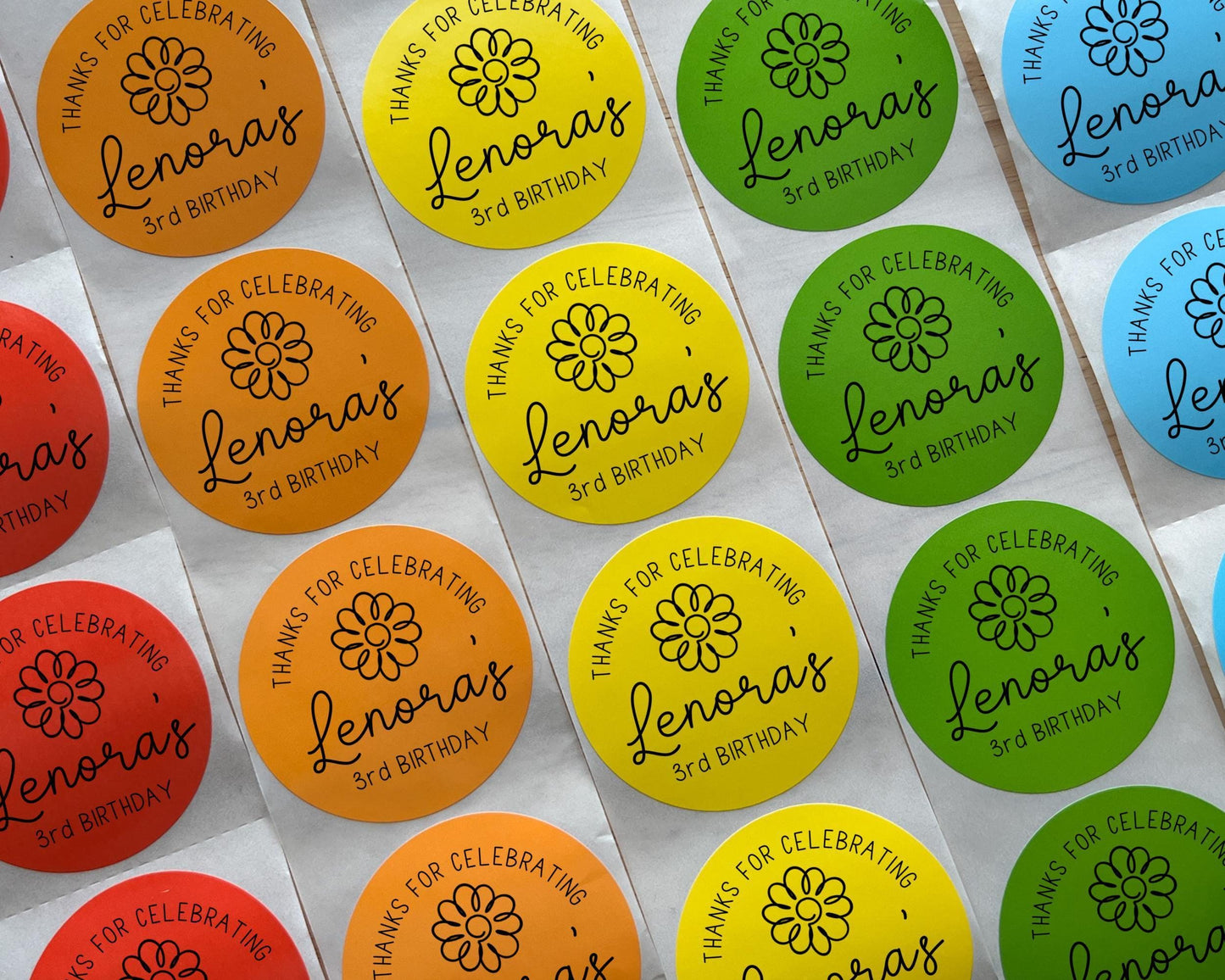 Daisy Flower Birthday Party Favor Labels (Set of 10)