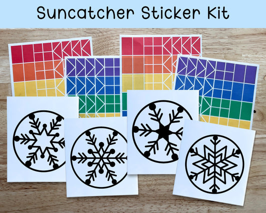 Snowflake Suncatcher Sticker Holiday Craft Kit, Set of 4