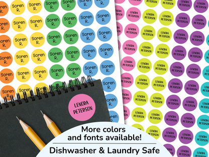 80 Round Waterproof Name Labels