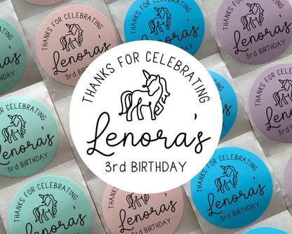 Unicorn Birthday Party Favor Labels (Set of 10)