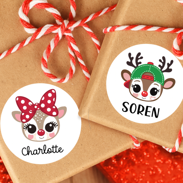 Christmas Reindeer Gift Labels (Set of 12)