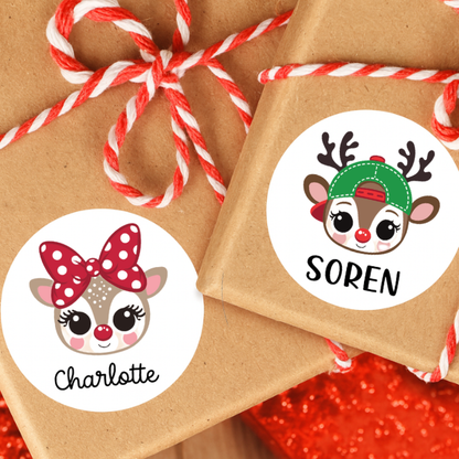 Christmas Reindeer Gift Labels (Set of 12)