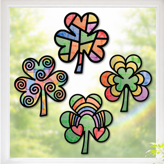 Shamrock Suncatcher Sticker Craft Kit, Set of 4