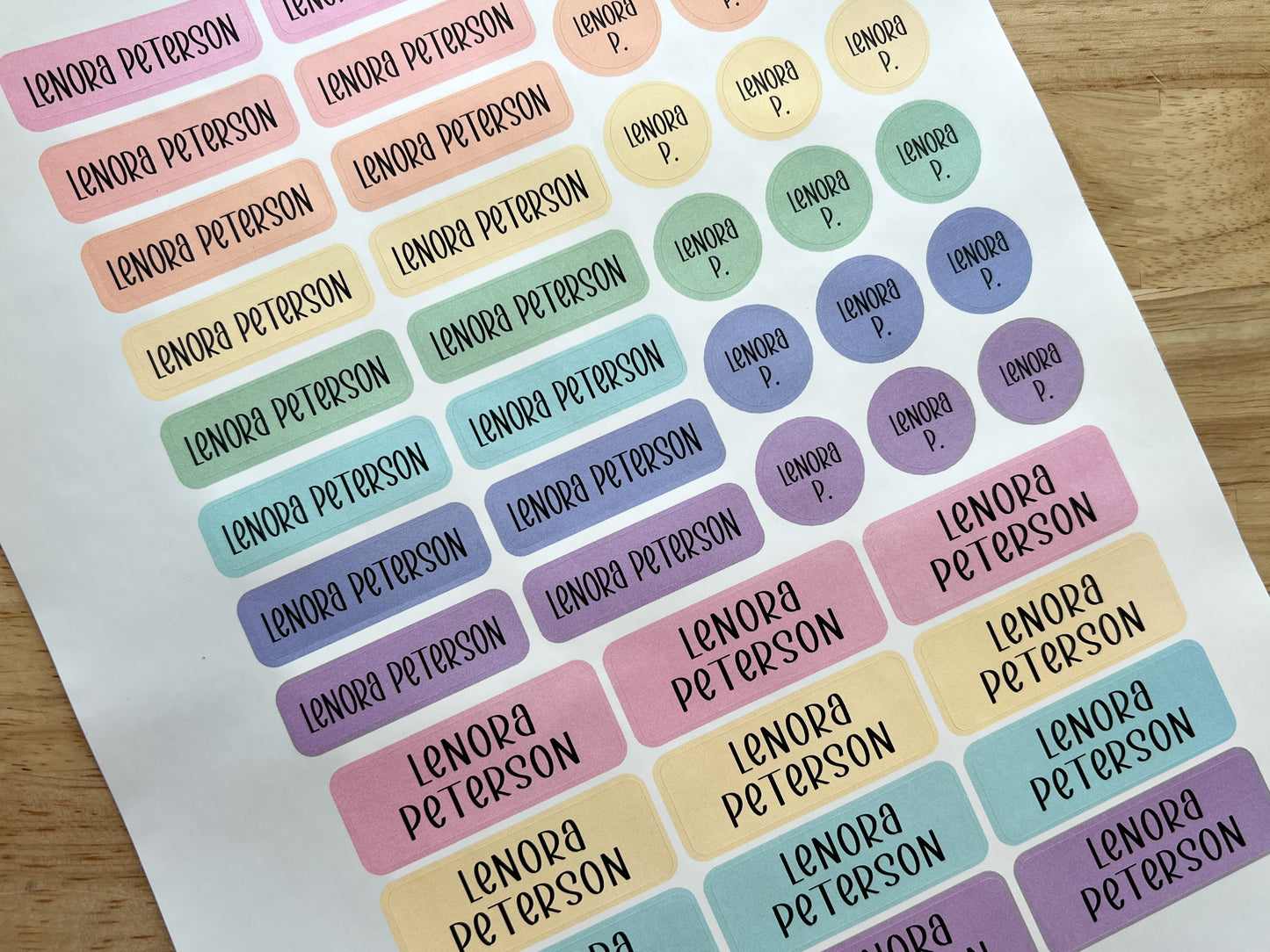 46 Mixed Size Rainbow Name Sticker Labels