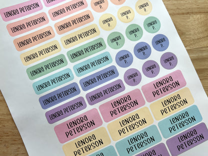 46 Mixed Size Rainbow Name Sticker Labels