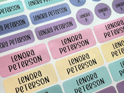 46 Mixed Size Rainbow Name Sticker Labels