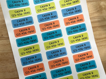 30 Standard Name & Phone Number Labels