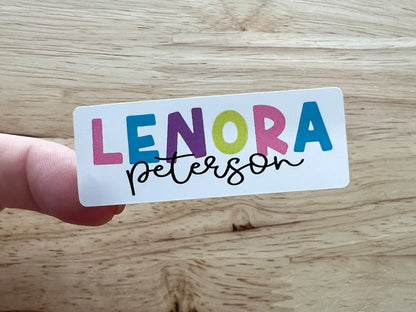 30 Standard Waterproof Name Sticker Labels, Notebook Design