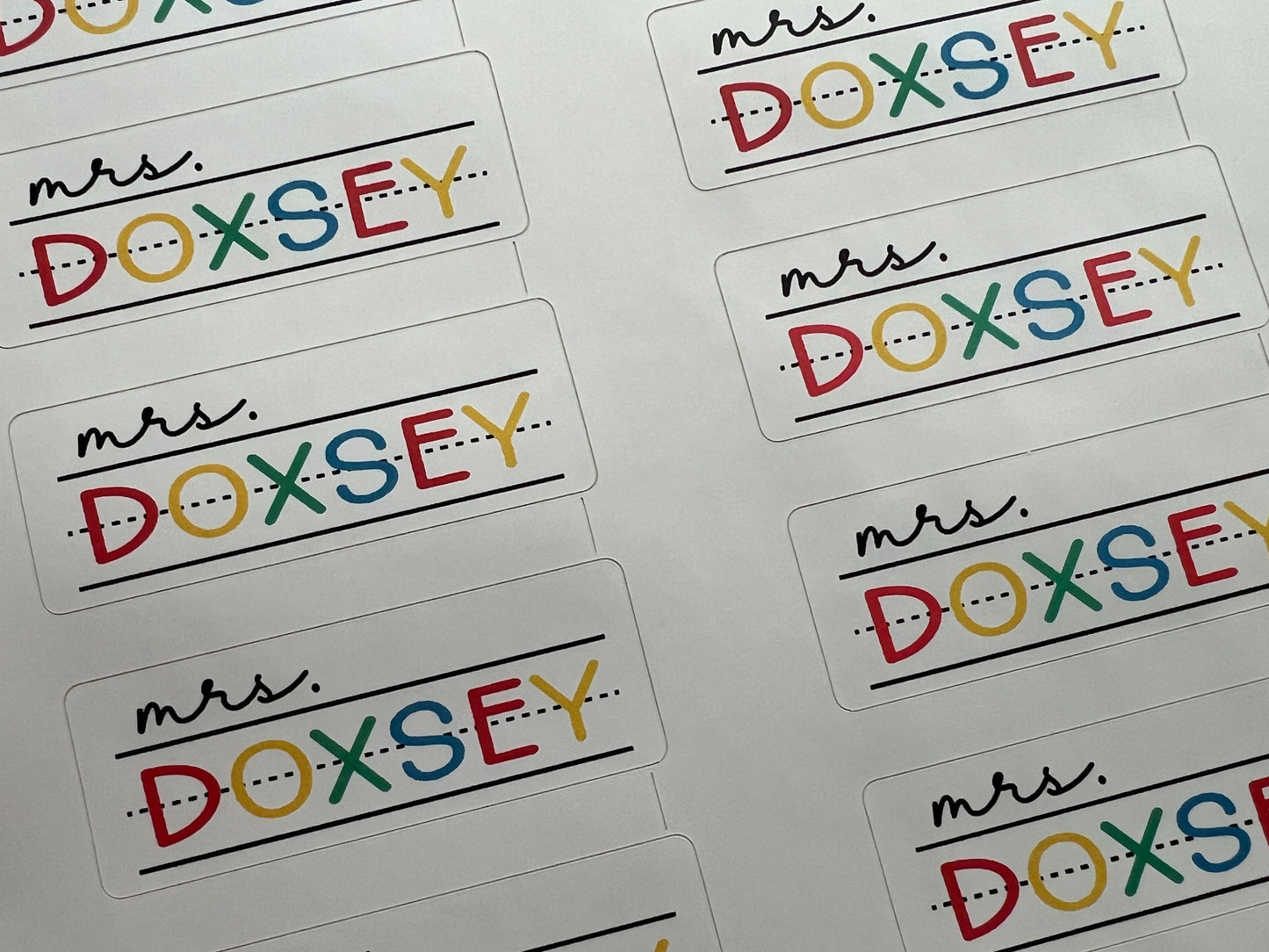 Waterproof Teacher Name Stickers, Notebook Design