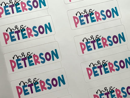 Waterproof Teacher Name Stickers, Teacher Appreciation Gift