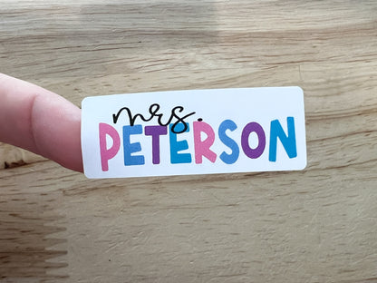 Waterproof Teacher Name Stickers, Teacher Appreciation Gift