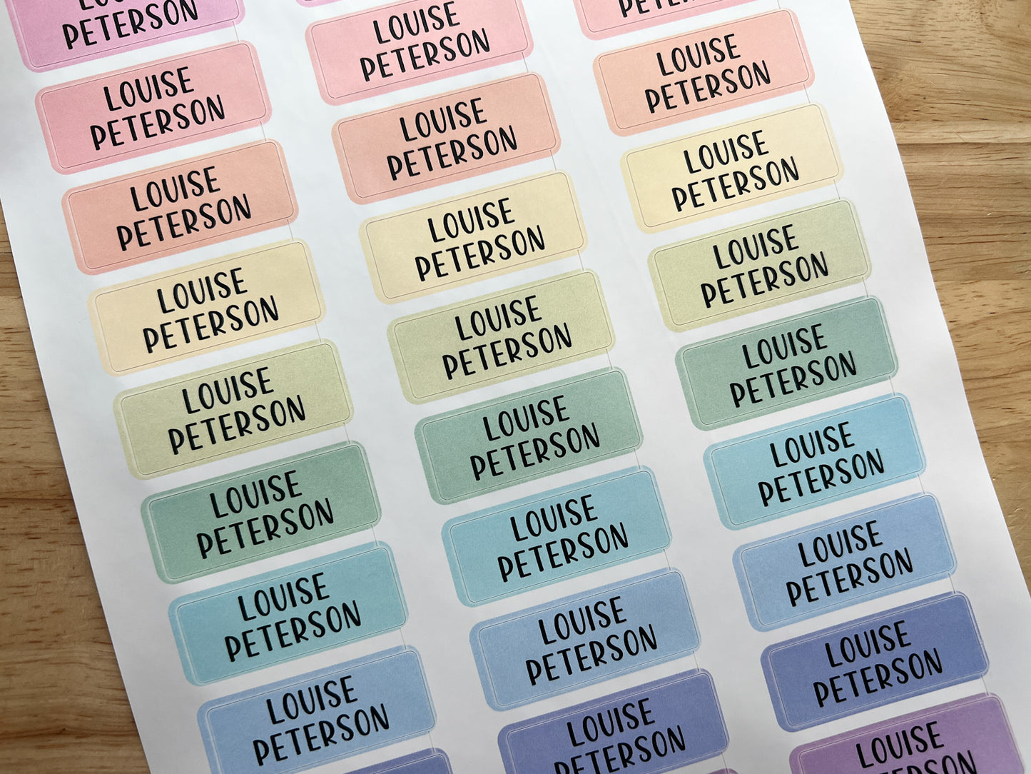 30 Standard Rainbow Waterproof Name Sticker Labels