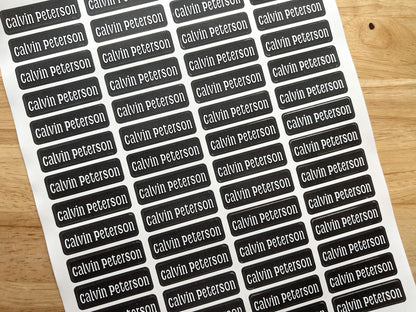 48 Skinny Black Name Labels
