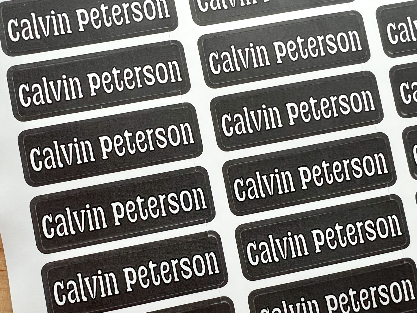 48 Skinny Black Name Labels